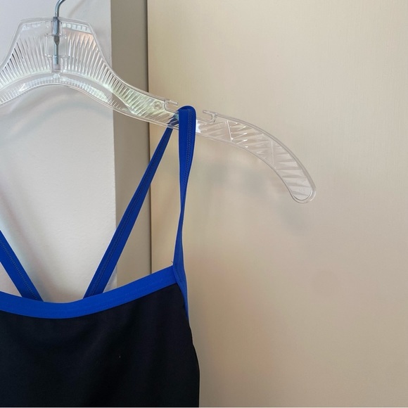Black One Piece Speedo Swimsuit with Blue Trim - Picture 6 of 7